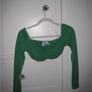 Princess Polly long sleeve green cropped top